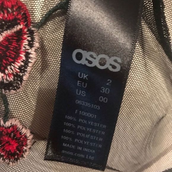 ASOS Floral Sheer Peplum Top, Size 2 - Picture 4 of 5
